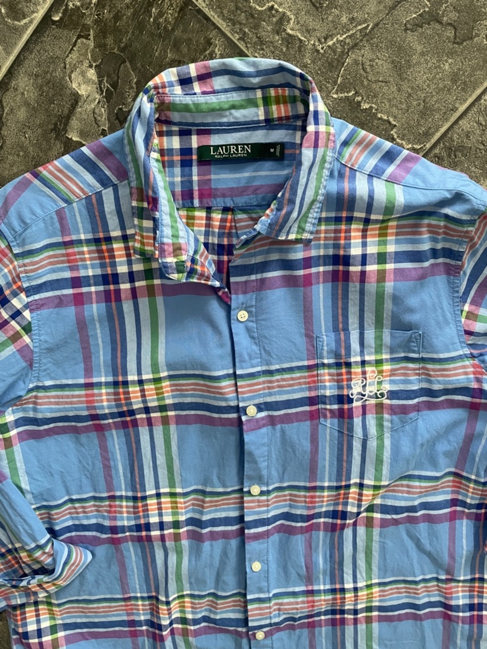 RALPH LAUREN Women’s Preppy Lightweight 3/4 Sleeve Long Plaid Button-Down Shirt - Picture 4 of 11